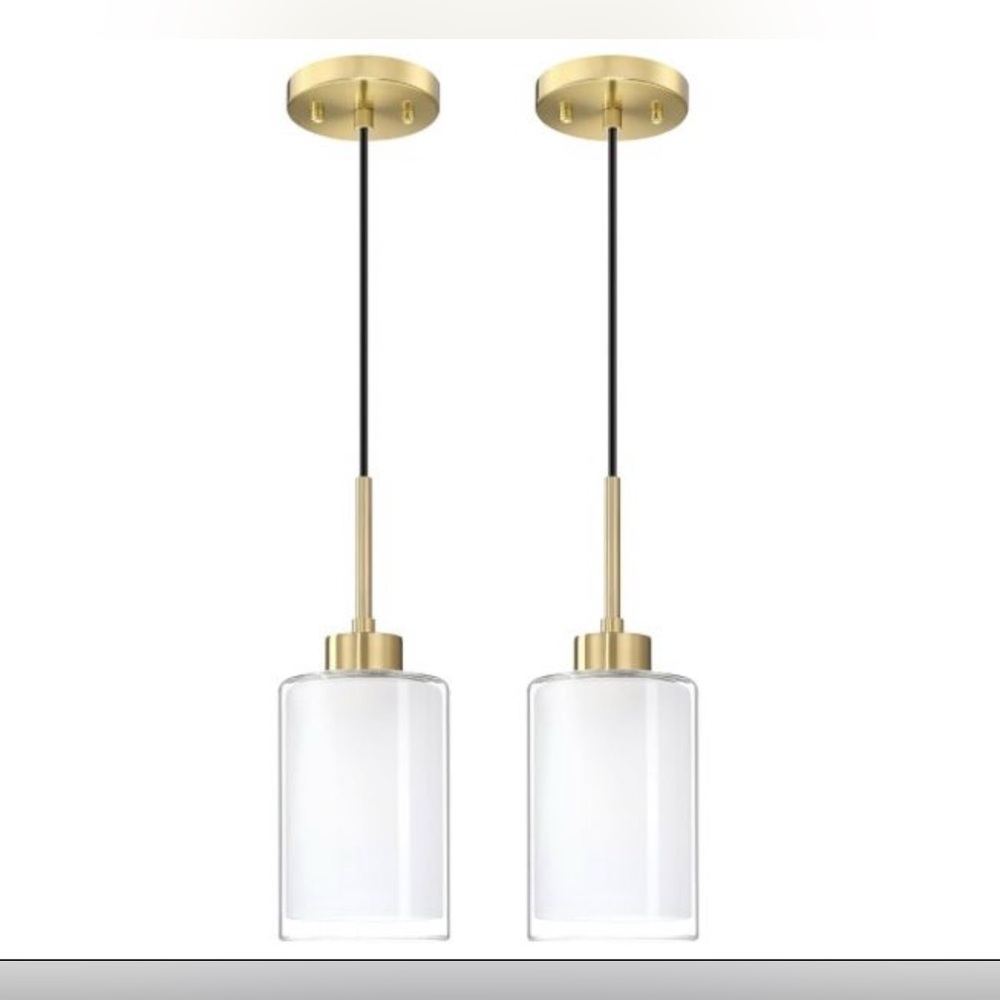 2 Pack 1 Light Indoor  Pendant Light duble glass Shade 4.75 Inch